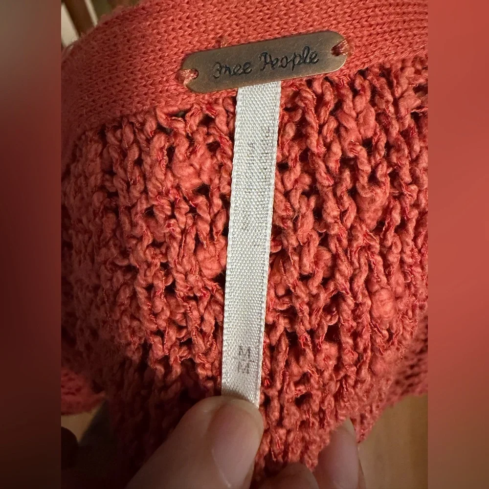 Free People Textured Wave Knit Sweater | Coral | M
